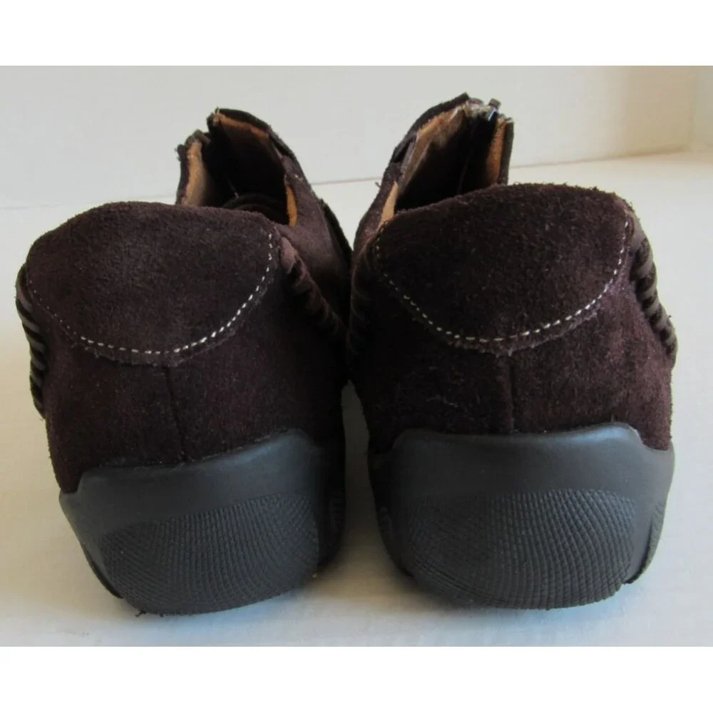Natural Soul Dark Brown RIGG Slip On Front Zip Suede Leather Loafer Size 8M
